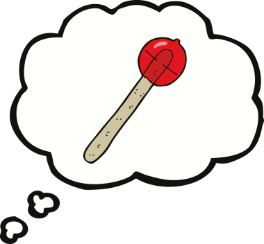 Bir insan tarafından çizilmiş düşünce balonlu çizgi film lolipopu.