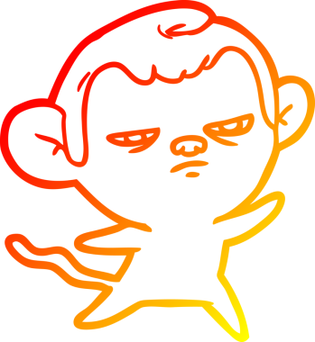 Bir insan tarafından çizilmiş kızgın bir maymunun sıcak çizgi çizimi