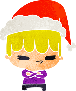 Bir insan tarafından çizilmiş Kawai çocuğunun Noel karikatürü.