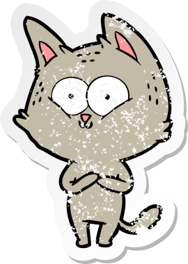 Bir insan tarafından çizilmiş karikatür bir kedinin sıkıntılı çıkartması.