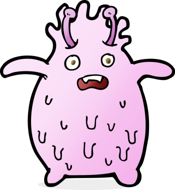 Bir insan tarafından çizilmiş komik balçık canavarı.