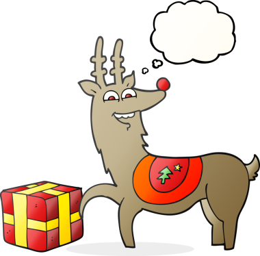 Serbest çizim düşünce balonu karikatürü Noel Ren geyiği bir insan tarafından çizilmiş