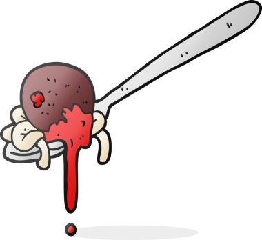 Bir insan tarafından çizilmiş köfte ve spagetti.