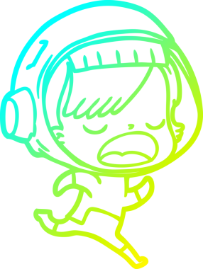 Bir insan tarafından çizilmiş soğuk gradyan çizgi çizimi koşu astronotu