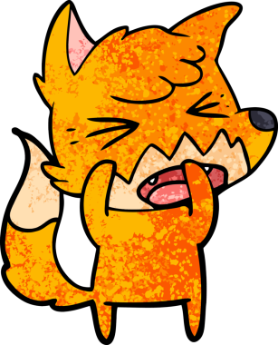 Bir insan tarafından çizilmiş kızgın çizgi film tilkisi.