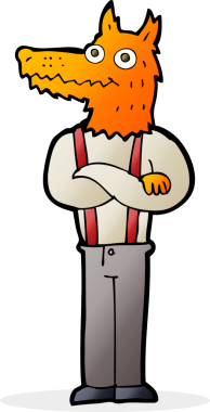 Bir insan tarafından çizilmiş komik tilki çizgi filmi