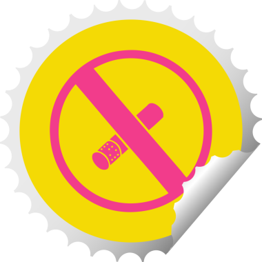 Sigara içilmeyen bir insan tarafından çizilmiş dairesel soyma etiketi.