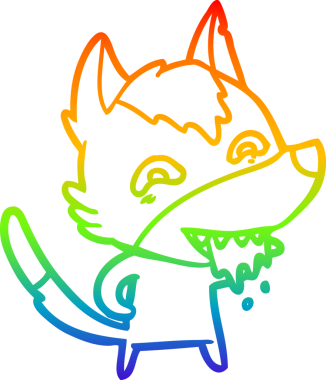 Gökkuşağı gradyan çizgisi insan tarafından çizilmiş aç bir kurt çizgi.