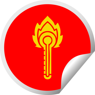 Bir insan tarafından çizilmiş sıcak cam termometrenin dairesel soyma etiketi.