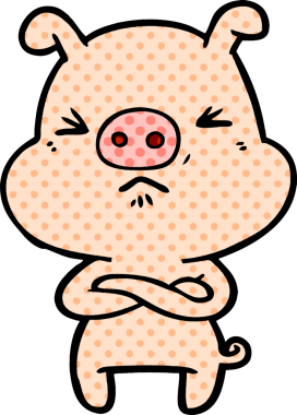 Bir insan tarafından çizilmiş kızgın domuz çizgi filmi.