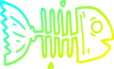 Bir insan tarafından çizilmiş balık kemiklerinin soğuk gradyan çizgisi.