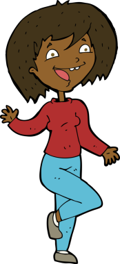 Bir insan tarafından çizilmiş gülen kadın çizgi filmi.