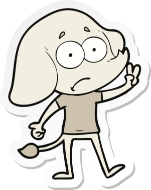 Bir insan tarafından çizilmiş belirsiz bir filin çıkartması.