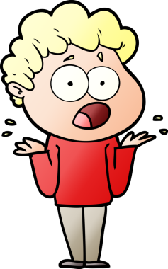 Bir insan tarafından çizilmiş bir karikatür adamı şaşkınlıkla nefes nefese kaldı.