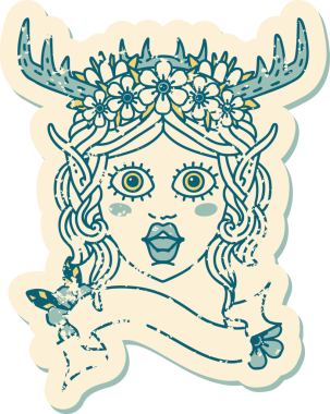 Retro Dövme Tarzı Elf Karakter Yüzü Bir İnsan Tarafından Çizildi