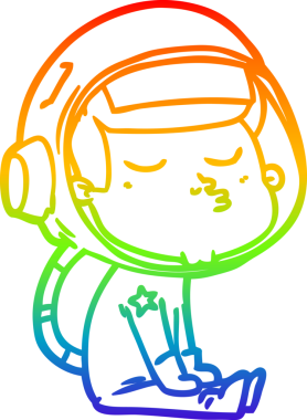 gökkuşağı gradyan çizimi bir çizgi insan tarafından çizilmiş kendinden emin astronot