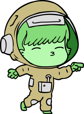 Bir insan tarafından çizilmiş meraklı astronot çizgi filmi.