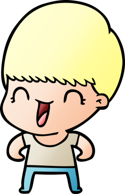 Bir insan tarafından çizilmiş mutlu çizgi film çocuğu.