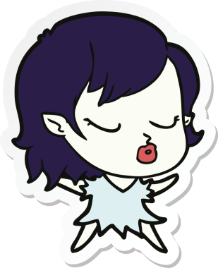 Bir insan tarafından çizilmiş şirin bir vampir kızın çıkartması.