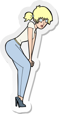 Bir insan tarafından çizilmiş bir karikatür kadının çıkartması.