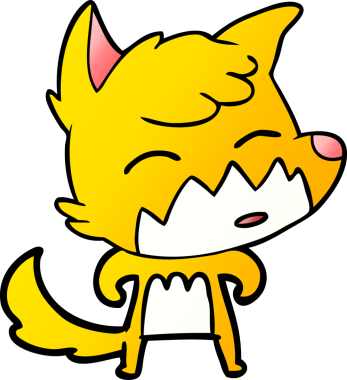 Bir insan tarafından çizilmiş tilki çizgi film karakteri