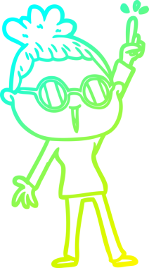 Bir insan tarafından çizilmiş gözlüklü bir karikatür kadın çizimi.