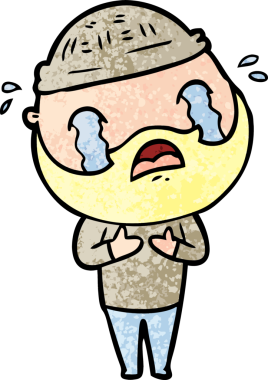 Çizgi film sakallı adam bir insan tarafından çizilmiş ağlıyor.