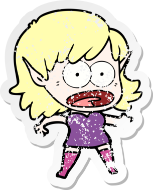 Bir karikatürün sıkıntılı çıkartması bir insan tarafından çizilmiş elf kızı şok etti.