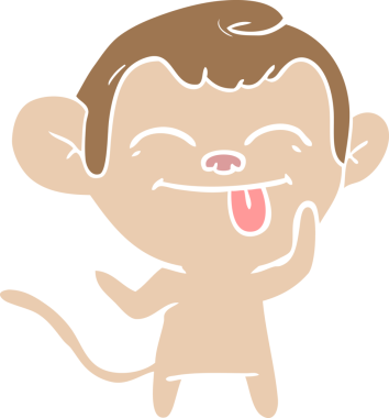 Bir insan tarafından çizilmiş komik düz renkli çizgi film maymunu