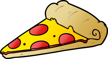 Bir insan tarafından çizilmiş bir dilim pizza.