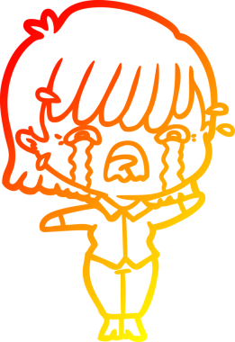 Bir insan tarafından çizilmiş ağlayan çizgi film kızı çizimi.