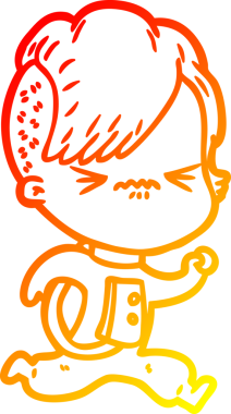 Bir insan tarafından çizilmiş uzay giysisi giymiş kızgın bir hipster kızın çizgi çizimi.