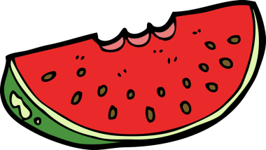 Bir insan tarafından çizilmiş karpuz dilimi.