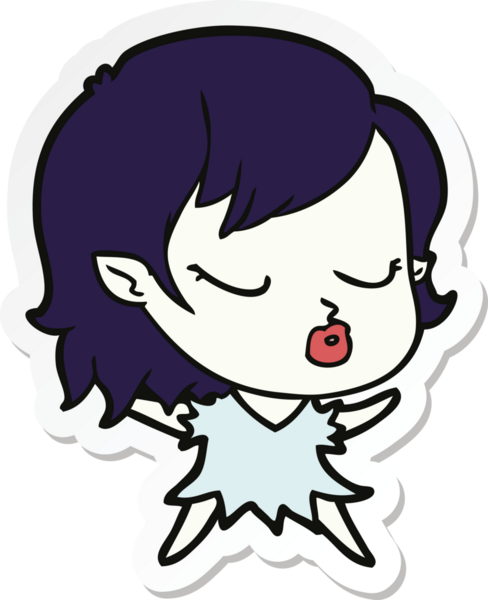 Bir insan tarafından çizilmiş şirin bir vampir kızın çıkartması.