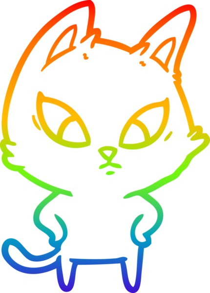 Bir insan tarafından çizilmiş kafası karışmış çizgi film kedisinin çizimi.