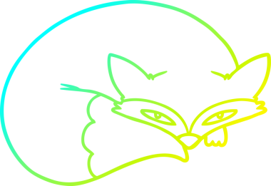 Bir insan tarafından çizilmiş, bukleli tilki çizgi çizimi.