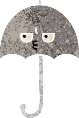 Bir insan tarafından çizilmiş bir şemsiyenin retro çizim tarzı karikatürü