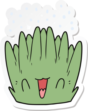 Bir insan tarafından çizilmiş karikatür deniz bitkisinin çıkartması.