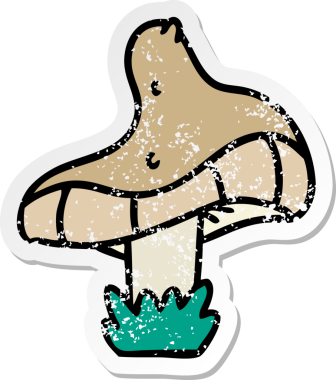 Bir insan tarafından çizilmiş tek bir mantarın el yazısı karikatürü.