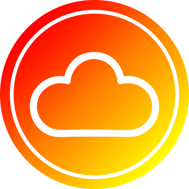 Bir insan tarafından çizilmiş sıcak eğimli hava bulutu dairesel simgesi