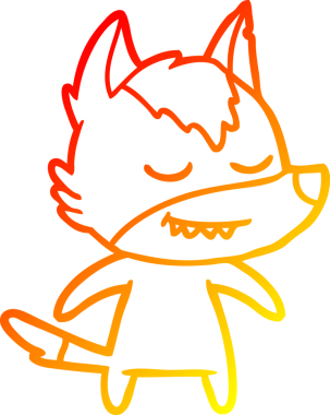 Bir insan tarafından çizilmiş dost canlısı bir kurt çizgi çizimi.