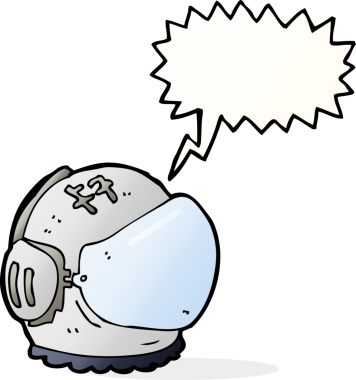 Bir insan tarafından çizilmiş konuşma balonu olan astronot miğferi.