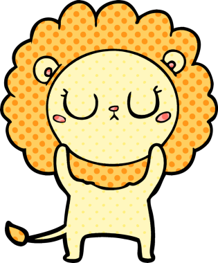 Bir insan tarafından çizilmiş çizgi film aslanı.