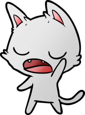 Bir insan tarafından çizilmiş konuşan kedi çizgi filmi.