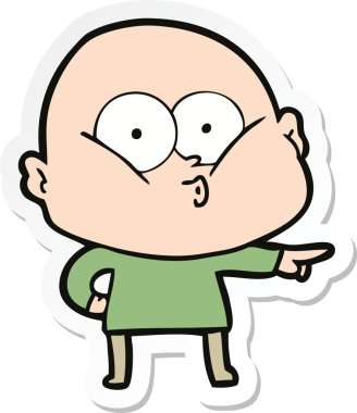 Bir insan tarafından çizilmiş kel bir adamın çıkartması.