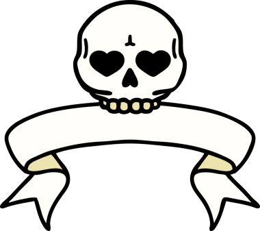 Bir insan tarafından çizilmiş geleneksel bir kafatası dövmesi.