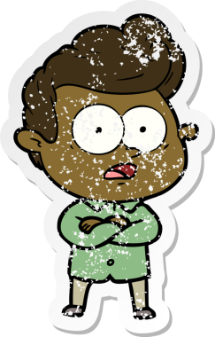 Bir insan tarafından çizilmiş, kederli bir çizgi film çıkartması.