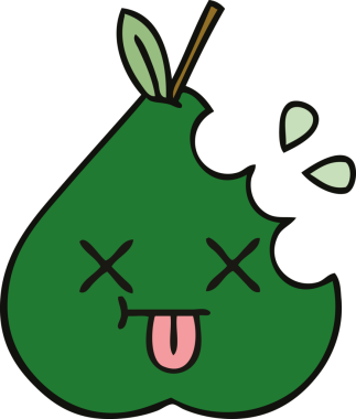 Bir insan tarafından çizilmiş armut karikatürü.