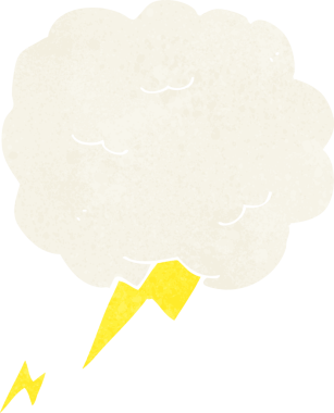 Bir insan tarafından çizilmiş gökgürültüsü bulutu sembolü.