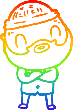 Gökkuşağı gradyan çizgi çizimi bir insan tarafından çizilmiş sakallı bir adamın